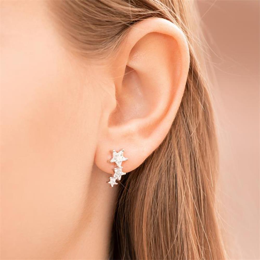 Unique 925 Sterling Silber Ohrstecker Sternenförmig silber