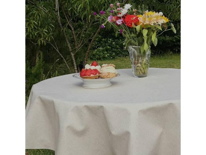 Nappe enduite beige ovale 160 x 240 cm