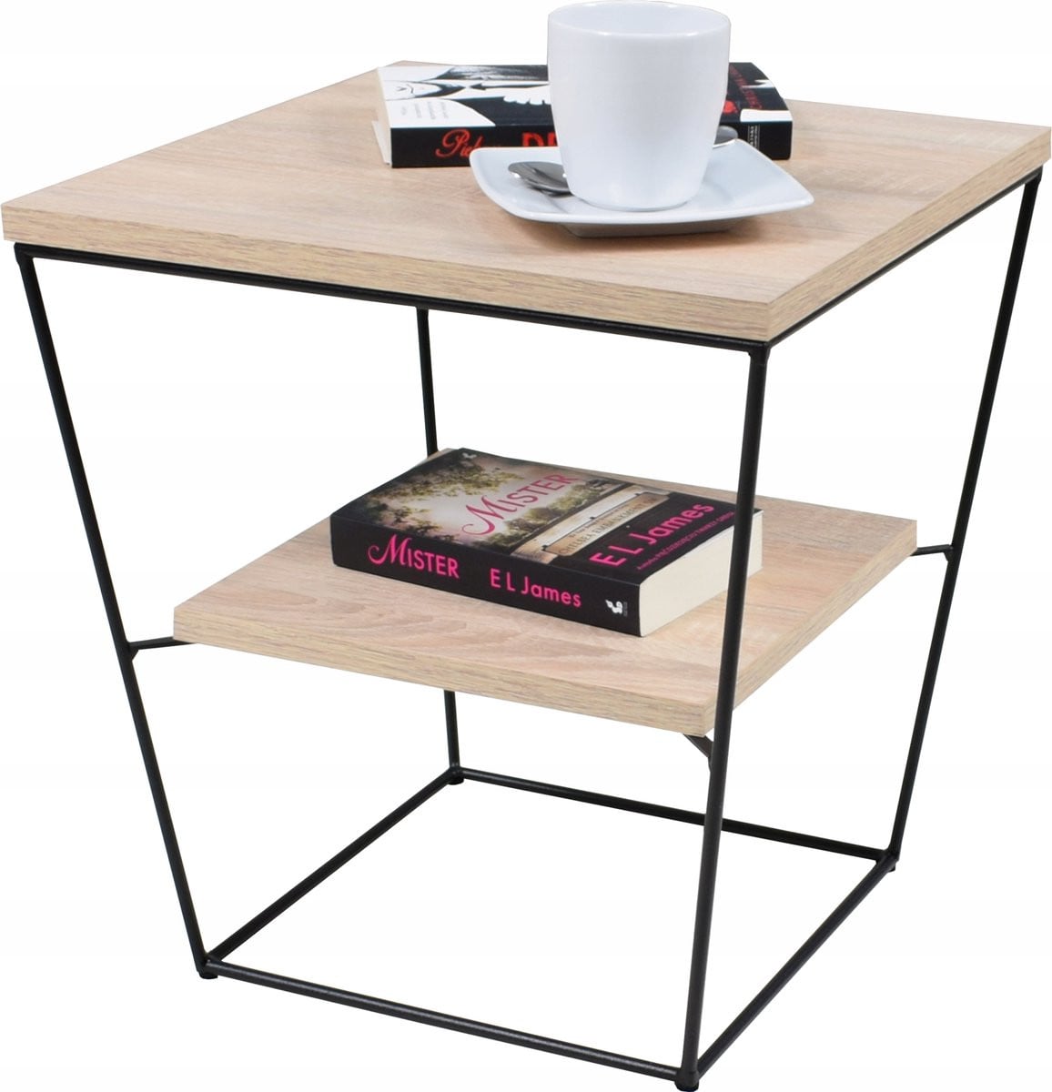 FutuStal Serie V Salontafel Sonoma Eiken met Zwart Mat Onderstel B/D/H: 40 x 40 cm