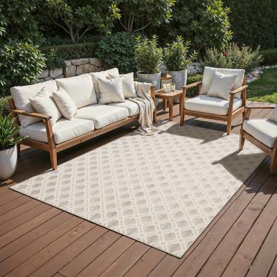 ROW Zarina Modern Diamond Trellis Ivory / Beige Indoor/Outdoor Area Rug