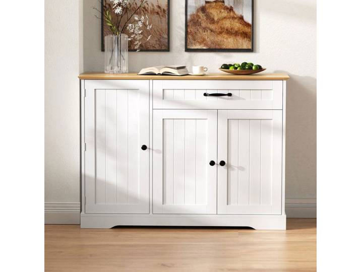 Un buffet moderne et élégant à trois portes et tiroirs 107×40×83 4cm convenant aux salles à manger aux salons et aux couloirs.