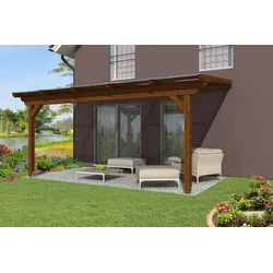 Skan Holz Terrassenüberdachung Ancona 541x350 nussbaum o. Mittelpfosten