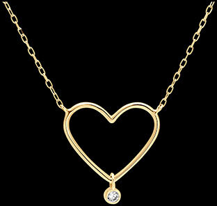 Edenly Halskette Frische - Herz mit Diamant- 9 Karat Gelbgold und Diamant