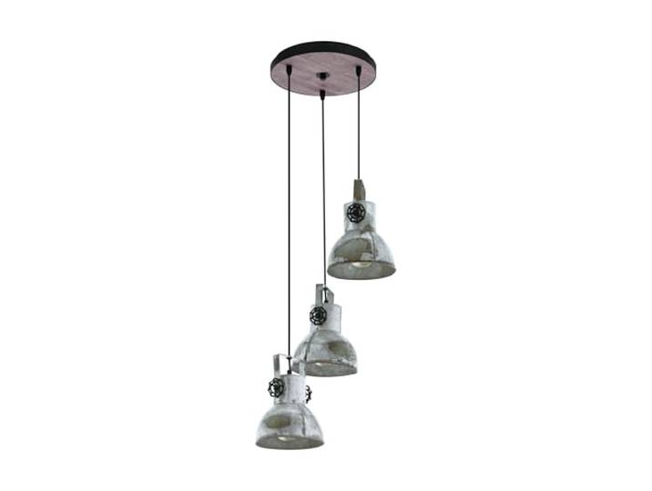 Eglo Suspension Barnstaple\, lampe suspendue vintage 3 sources de lumière style industriel\, luminaire rétro en acier finition zinc usé\, patine marron\, noir\, douille E27