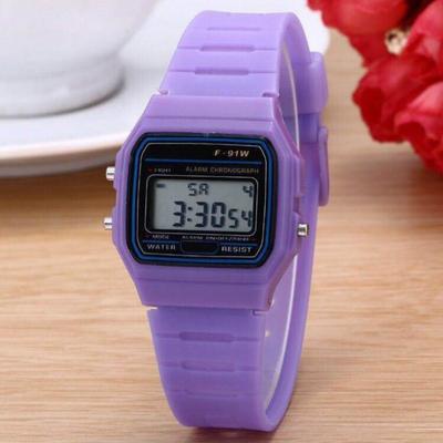 Fusion Finds Luxury Women's Digital Watch Gold Stainless Steel Square LED Waterproof Wrist Watch plastic purple