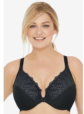 Plus Size Women's Wonderwire® Front Close T-Back Bra 1246 by Glamorise in Black (Size 38 DD)