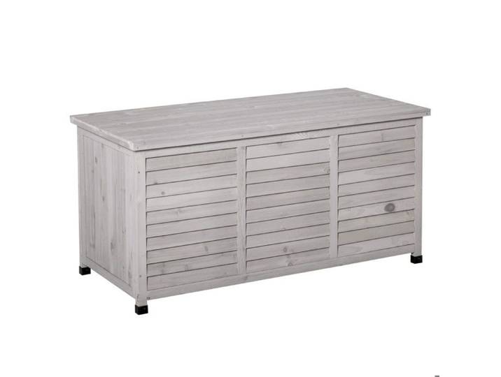 Coffre de rangement extérieur malle de rangement en bois 283L 2 chaînes 127 x 56 x 60 cm gris