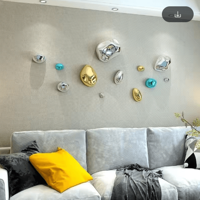 Inspire Picks Luxury 3D Stone Wall Decor Golden Simulation Stone Hanging Accent set.b.(12pcs)