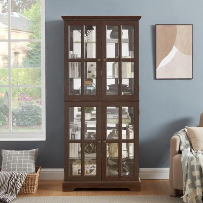 Curio Display Cabinet, Antique Display Cabinet With Glass Doors Adjustable Shelves