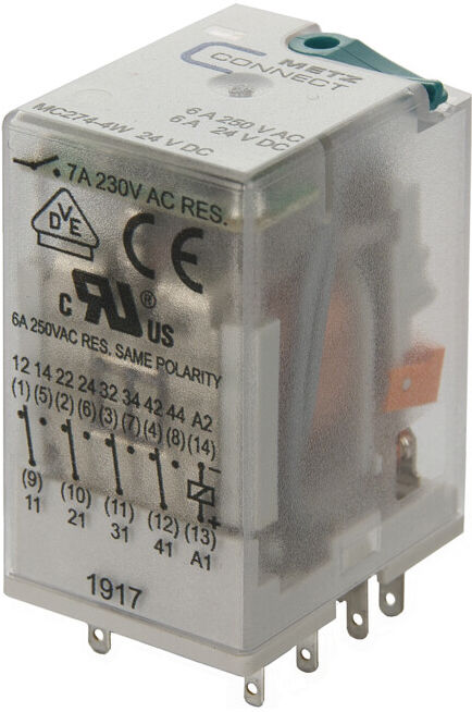 BTR NETCOM Relais industriel 4W, 24VDC, 7A 110017-25.14.07 ; Metz Connect (110017251407)