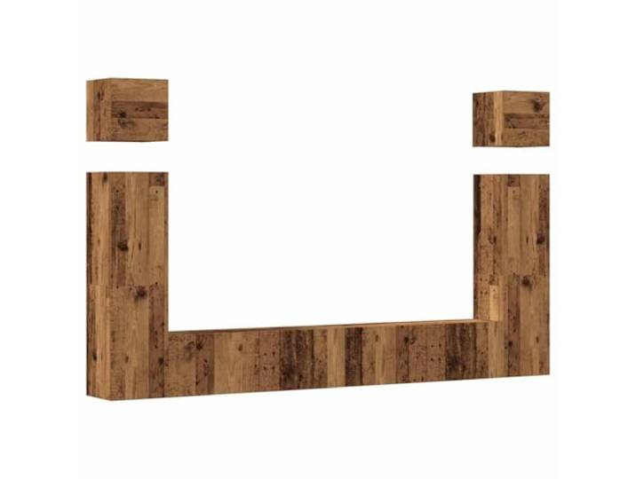 Todiikf 6-TLG. TV-Schrank-Set Wandmontage Altholz-Optik Holzwerkstoff Flexibles Hängebord-System für Wohnzimmer und Schlafzimmer mit reichlich Stauraum in eleganter Altholz-Optik.