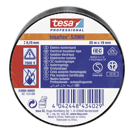 tesa tesaflex Isolierband IEC 25:19 schwarz (19 mm) (53988-00002-00)