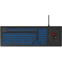 Keysonic KSK-8202ELU-T Mechanische Full-Size Tastatur Integrierter 46 mm Trackball, Hintergrundbeleuchtung, USB-Anschluss