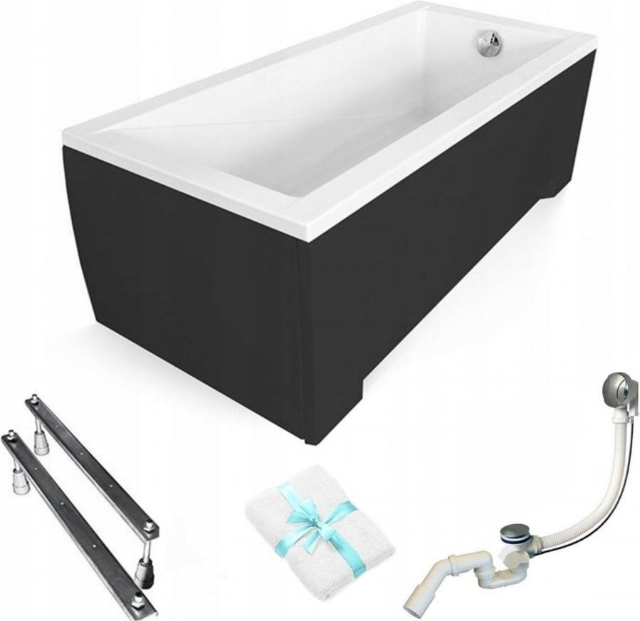 Aqua For You | Moderne Badewanne - 180x80cm - Acryl - Mit Ständer Und Siphon - Rechteckig - mit Verkleidung