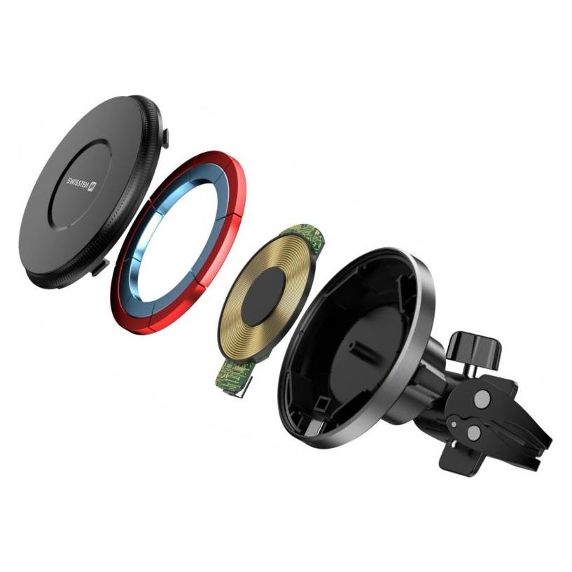 Swissten Magnetic Car Holder Airhold with Wireless Charger 15w / 7,5w (Magsafe Compatible) (65010801)