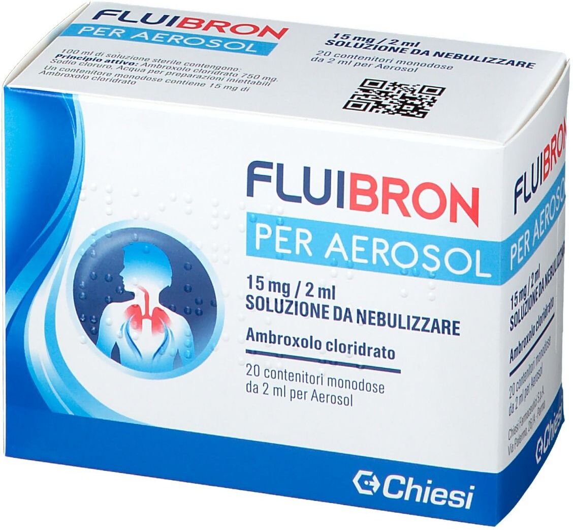 CHIESI FARMACEUTICI SpA Chiesi, Fluibron per Aerosol 15 mg/2 ml Soluzione da Nebulizzare, 20 Contenitori