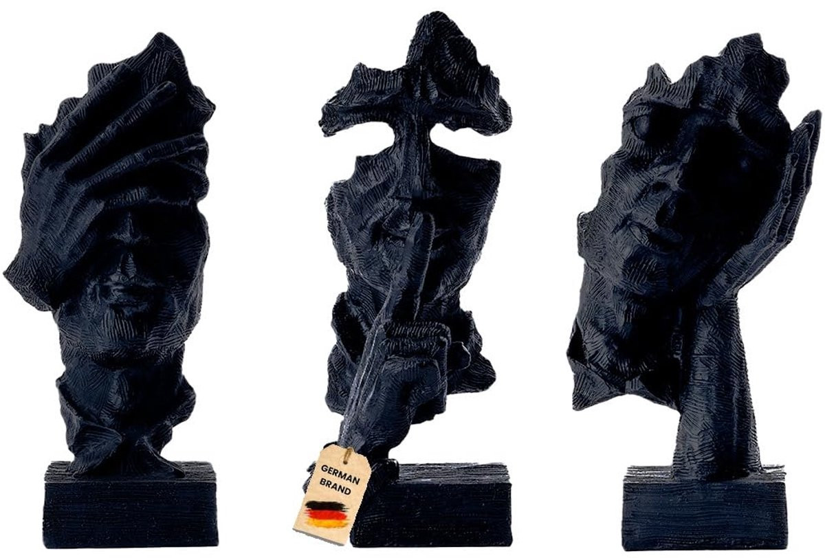Set van 3 decoratieve beelden voor op tafel in zwart