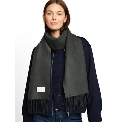 Schal TOM TAILOR, Damen, grau (schwarzest olive), Web, Materialmix, Modetücher Schal, mit Fransen