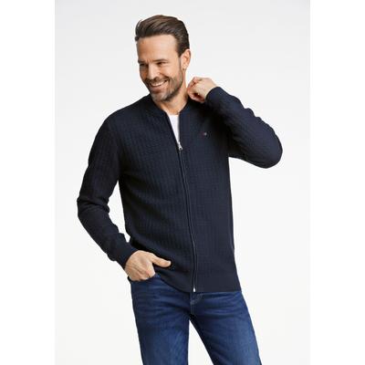 Cardigan BISON "Cardigan Comfort Fit", Herren, Gr. L, blau (navy), Obermaterial: 100% Baumwolle, unifarben, Strickjacken