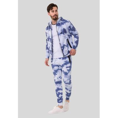 Trainingsanzug CIPO & BAXX "HOMEWEAR", Herren, Gr. XL, blau, 80% Baumwolle, 15% Polyester, 5% Elasthan, bedruckt, Sportanzüge Trainingsanzug, mit Allover-Musterung