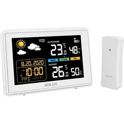 RainPoint BALDRTHERM B0359WST2H2PR Wetterstation mit Aussensensor, Wetterstation, Weiss