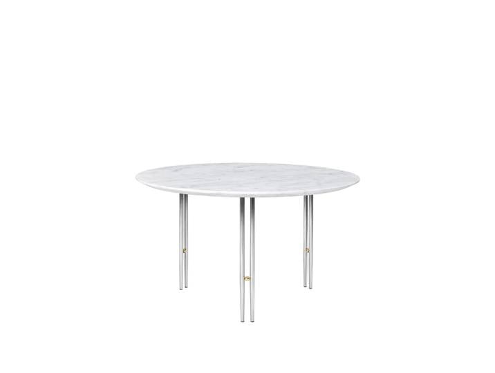 GUBI Table basse IOI White carrara marble-ø70-chrome