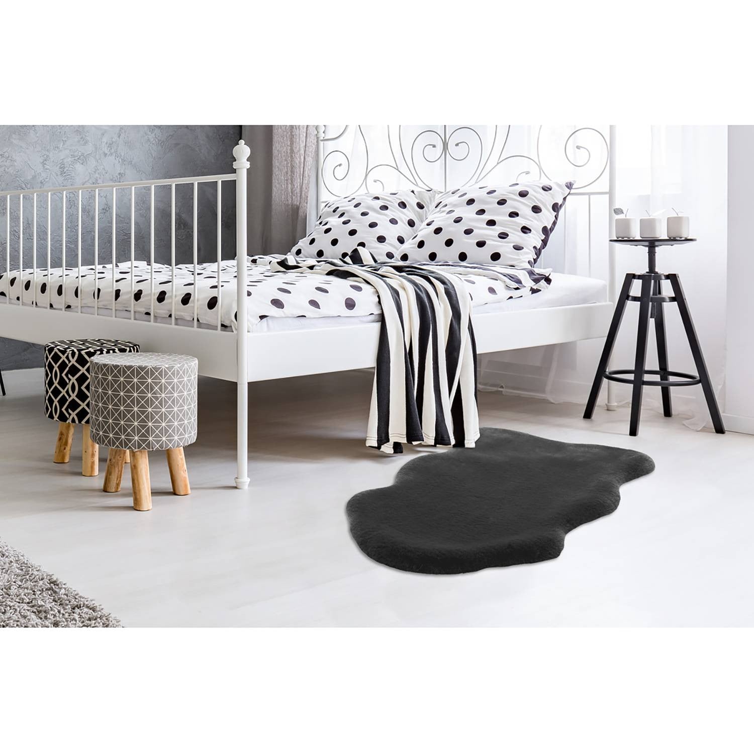 home24 Schapenvacht Rabbit 200 faux fur vloerkleed grijs/antraciet B: 60 cm, L: 90 cm