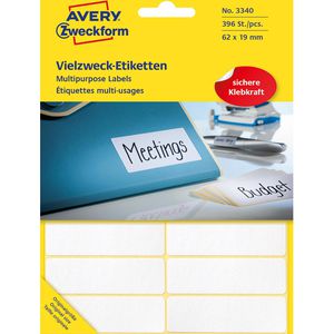 Zweckform Avery  3340 Etiketten weiß 19 x 62mm, 392 Stück
