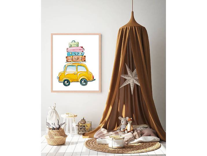 Tableau déco Yellow Car 53 x 63cm Multicolore