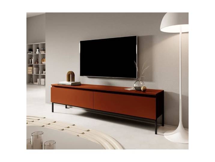Meuble TV - SELSEY - BEMMI - 150 cm - Rouge brique - Finition mate - Style scandinave