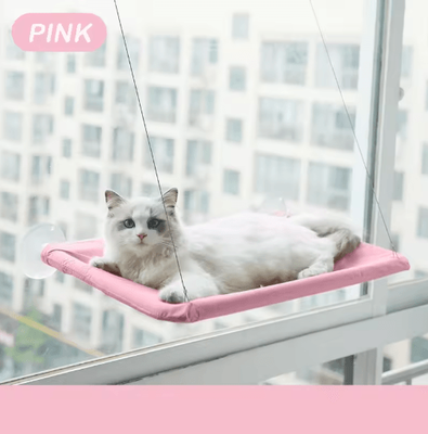 Inspire Picks Window Hanging Cat Hammock Washable Detachable Suction Cup Cat Bed pink