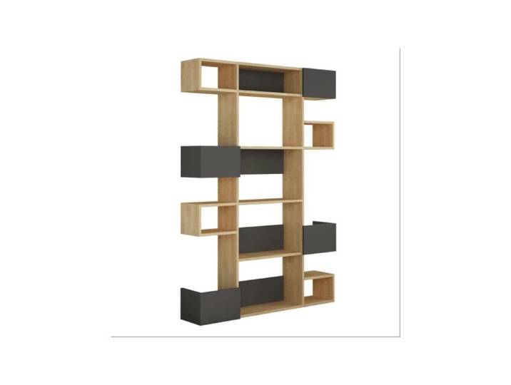 SUBLEEM Étagère LENIO Chêne / Anthracite Marron Détail couleur Nombreux rangements Mélaminé