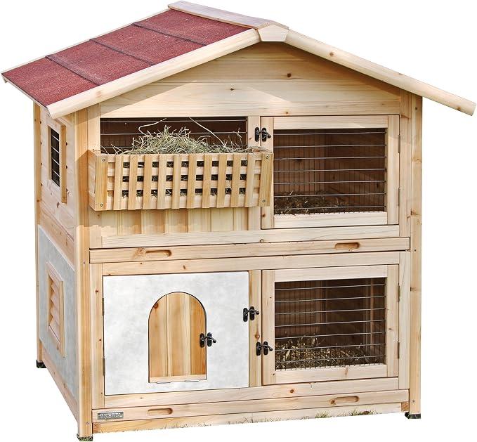 Nagerstall Tyrol Alpin, Kaninchenstall, 119x100x119cm, Holz, Metallgitter, Hasen, Kaninchen, Meerschweinchen, Hüttendesign, höhenverstellbar