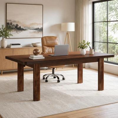 "Wood Executive Desk, 62.99"" Sturdy Computer Desk Conference Table"