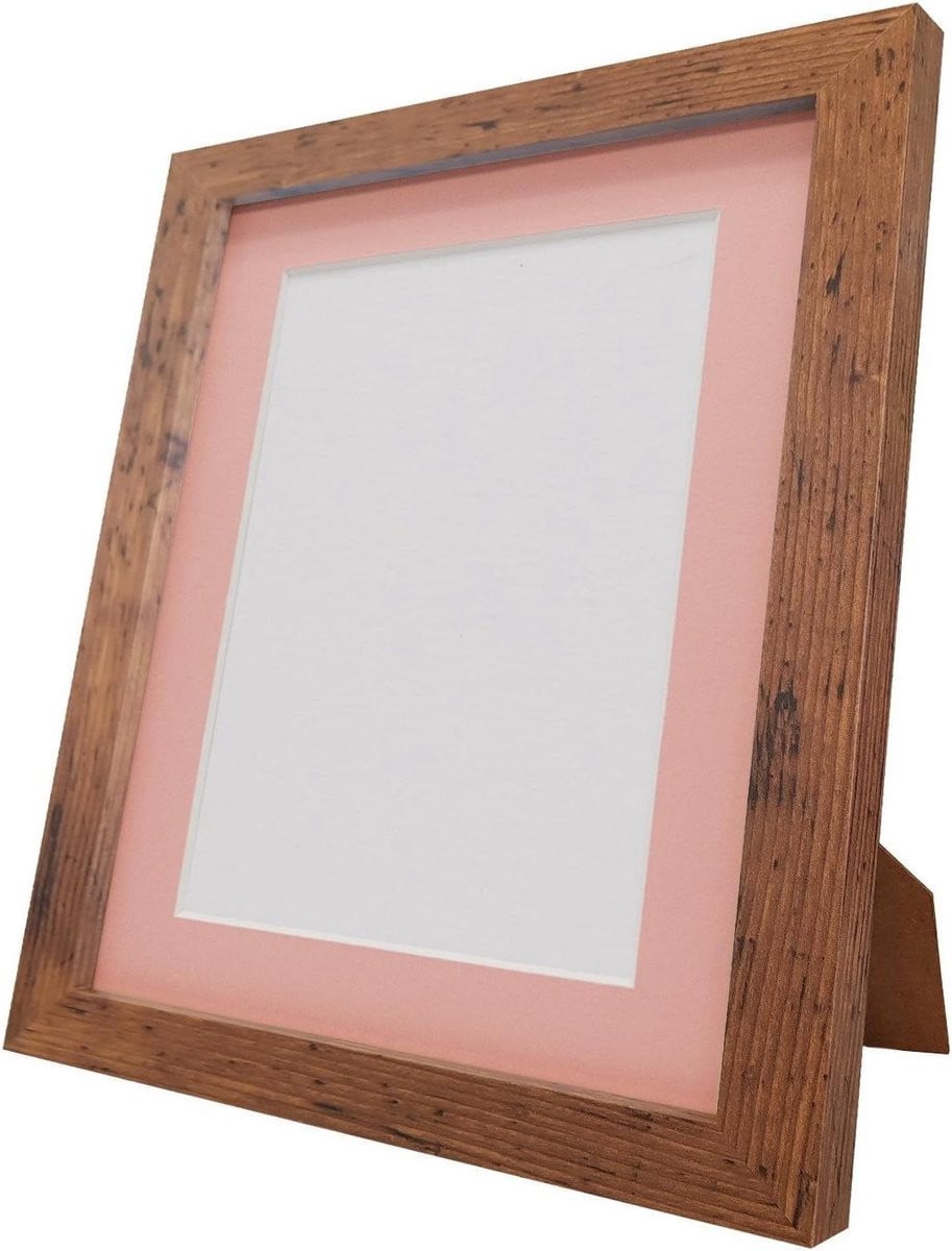 Vintage Houten Fotolijst met Zuurvrij Passe-partout - Roze - 10x8 Inch