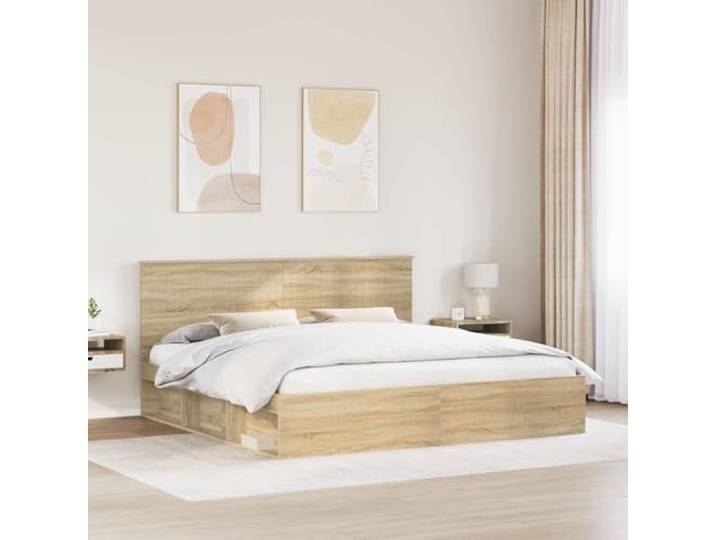 SKTQYQO Bettgestell 200 x 200 cm, Kiefer massiv Technisches Holz, Kopfteil aus Kiefer, feste Latten, modernes Design, Doppelzimmer