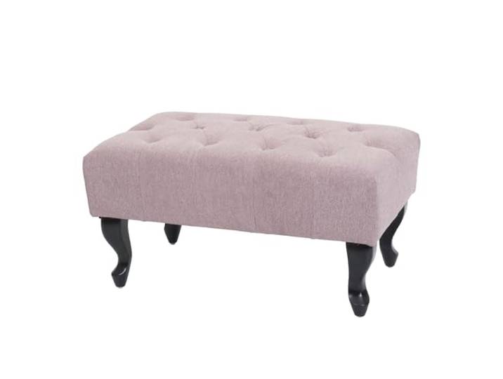 Mendler Ottomane Chesterfield Stoff/Textil 39x77x47cm - Hellrosa Sitzhocker, Fußablage Hocker, wasserabweisend