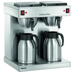 Bartscher Kaffeemaschine Contessa Duo, 2 Isolierkannen je 2 Liter (2 x 13 Tassen), Edelstahl, 190184