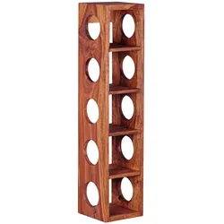 WEINREGAL Massivholz mit 5 Fächern Wandmontage Edelholz-Optik, Braun 15x15x70 cm