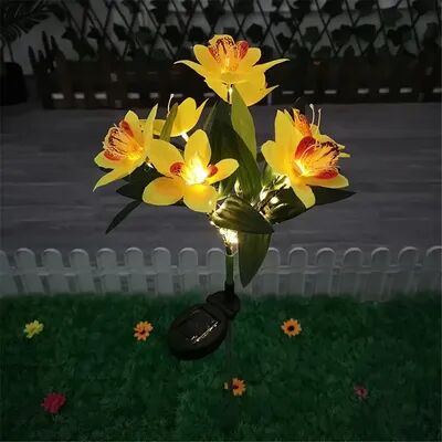 Rare Purchases Outdoor Lamp For Patio Lawn Garden, Solar Orchid Flower Lights For Weddings yellow Orchid