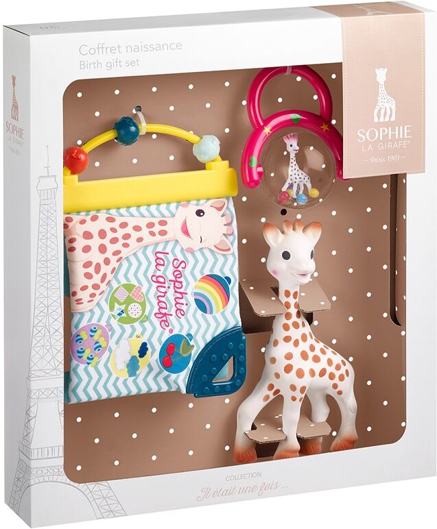 Sophie La Girafe® Pack de Regalo Sophie La Girafe Mordedor Sophie La Girafe + Libro + Sonajero beige. Beige