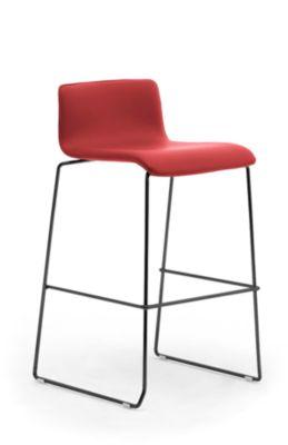Barhocker Zerosedici, stapelbar, Gestell schwarz lackiert, Bezug rot, 2 Stück