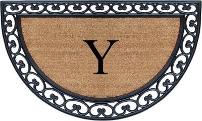 "A1 Home Collections Half Round Rubber Coir Monogrammed Double Doormat, 30"" x 48"""