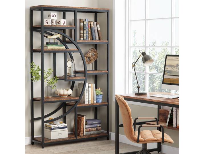 Bibliothèque Tribesigns, bibliothèque industrielle Etagere à 5 niveaux, étagères hautes autoportantes, présentoir, organisateur de rangement