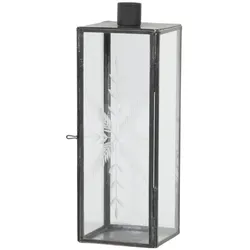 Chic Antique Kerzenständer Glas und Metall mit Schliff, H22/L7,5/B7,5 cm schwarz