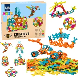Kreative Bausteine, miteinander verbunden, flexibel, bunt, 138 Teile.