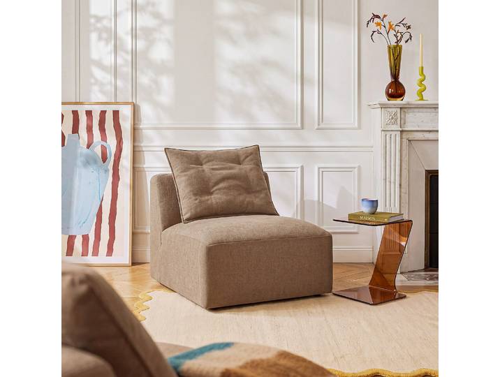 HABITAT - Chauffeuse en tissu garni de plumes - Taupe - Celano