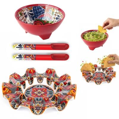 Prepara Melamine Taco Kit Taco Carousel Spoons Bowl
