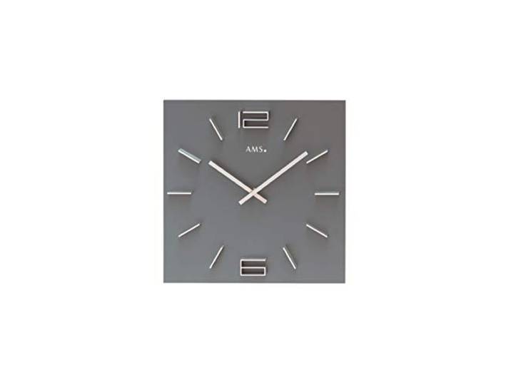 AMS 9594 Wanduhr Eckig Grau Holz 34 cm x 34 cm Analog Quarzwerk