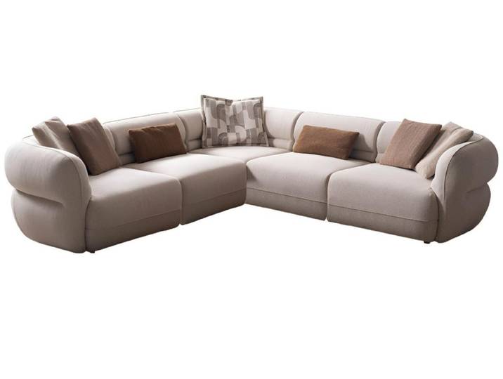 Xlmoebel Ecksofa Modulares Ecksofa in Beige mit Kissen und skandinavischem Design, Ecksofa, Made in Europa
